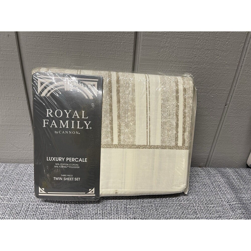 Cannon Royal Family Cappuccino Twin Sheet Set 3 Pc Luxury Percale New Package